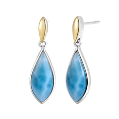Two-Tone Larimar Mandorla Earrings Earrings Island by Koa Nani 