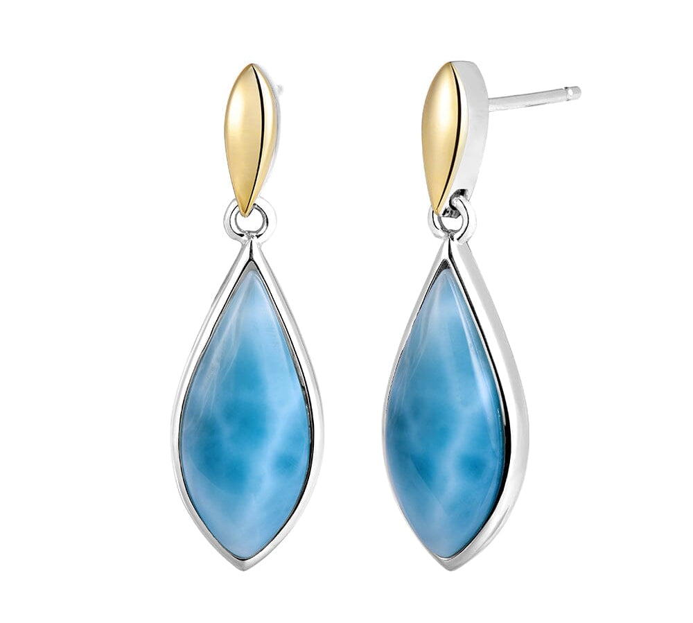 Two-Tone Larimar Mandorla Earrings Earrings Island by Koa Nani 