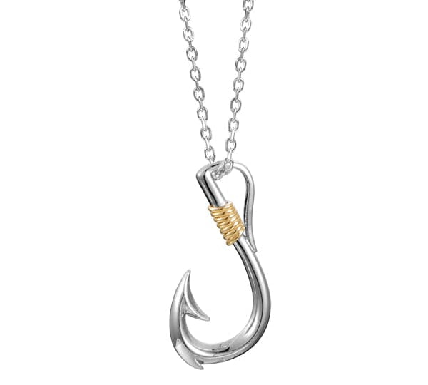 Two-Tone Mana Makau Fishhook Pendant Pendant Island by Koa Nani 