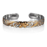 Two-Tone Plumeria Bloom Cuff Bangle Bangle Island by Koa Nani 6mm Gold 