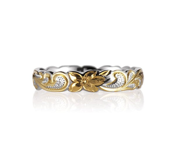 Two-Tone Plumeria Bloom Ring Ring Island by Koa Nani Gold 4 
