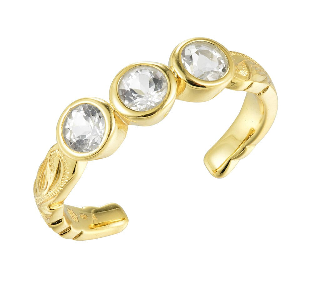 Vivienne Trio Gem Toe Ring Toe Ring Island by Koa Nani Gold Vermeil 