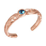 Wave Engraved Toe Ring Toe Ring Island by Koa Nani Rose Gold Vermeil Blue Topaz 