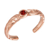 Wave Engraved Toe Ring Toe Ring Island by Koa Nani Rose Gold Vermeil Garnet 