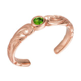 Wave Engraved Toe Ring Toe Ring Island by Koa Nani Rose Gold Vermeil Peridot 