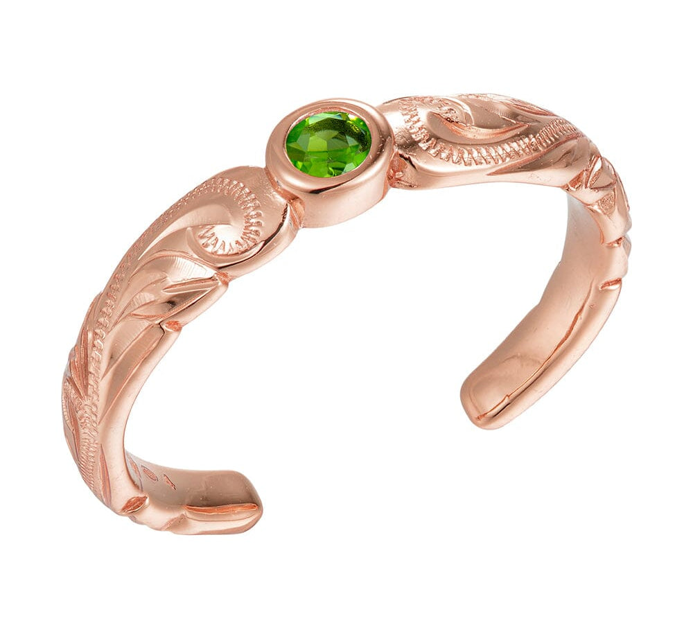 Wave Engraved Toe Ring Toe Ring Island by Koa Nani Rose Gold Vermeil Peridot 