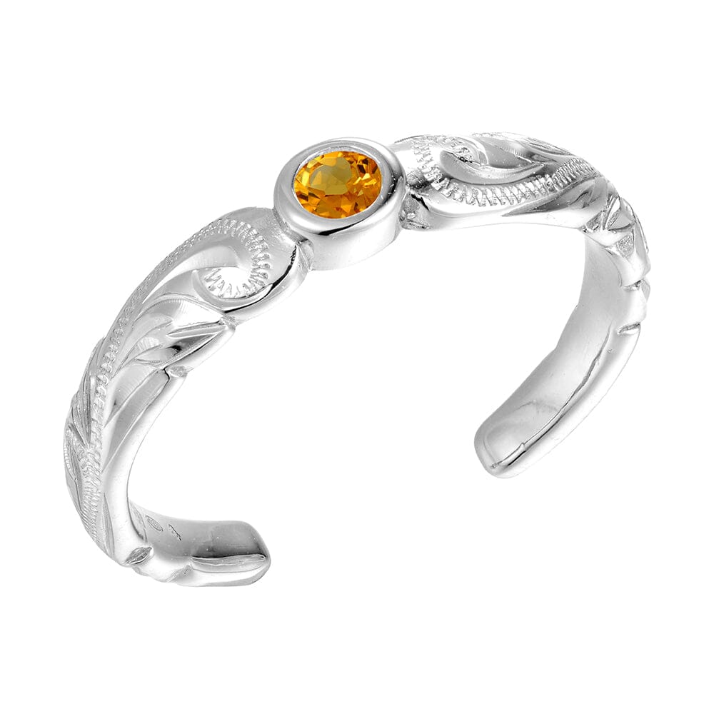 Wave Engraved Toe Ring Toe Ring Island by Koa Nani Sterling Silver Citrine 
