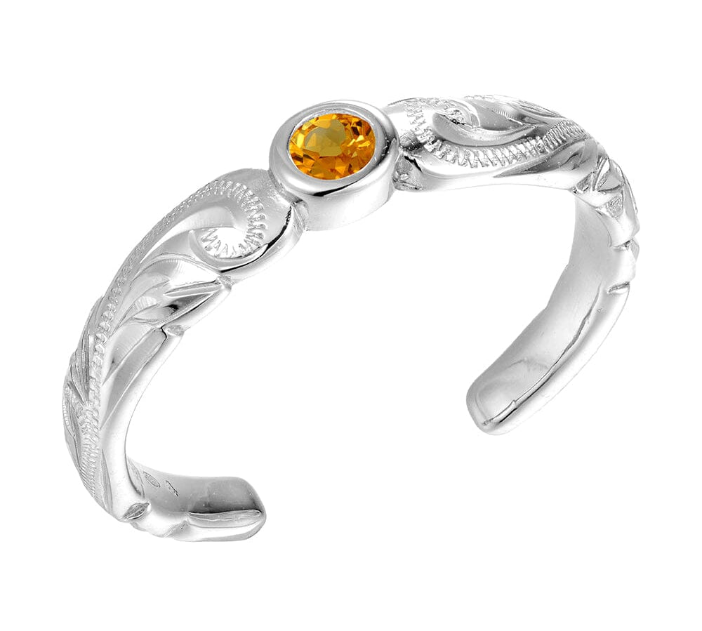 Wave Engraved Toe Ring Toe Ring Island by Koa Nani Sterling Silver Citrine 