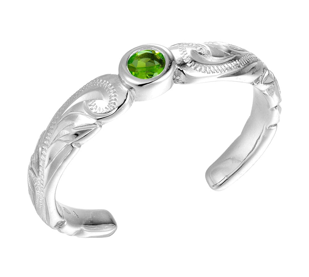 Wave Engraved Toe Ring Toe Ring Island by Koa Nani Sterling Silver Peridot 