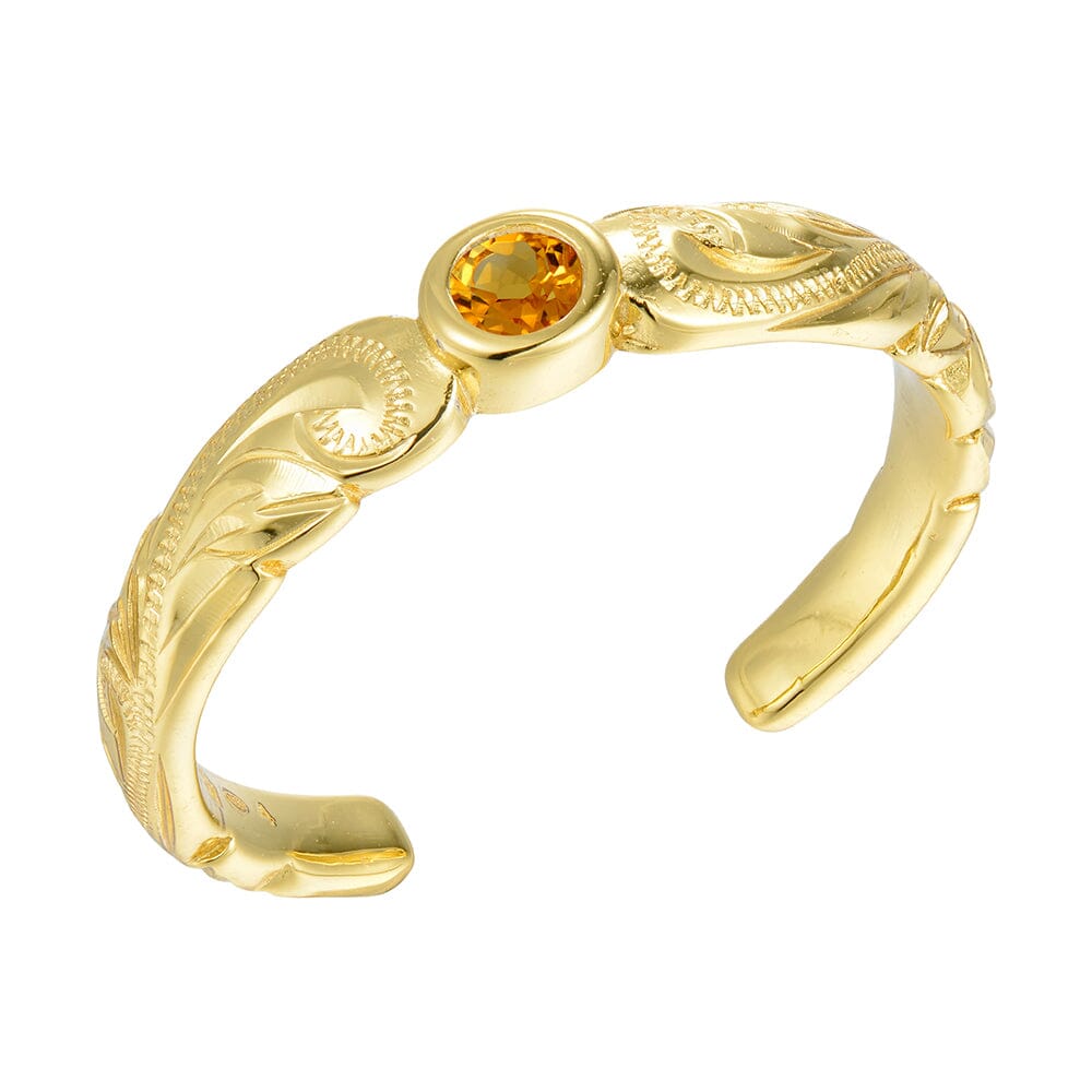 Wave Engraved Toe Ring Toe Ring Island by Koa Nani Gold Vermeil Citrine 