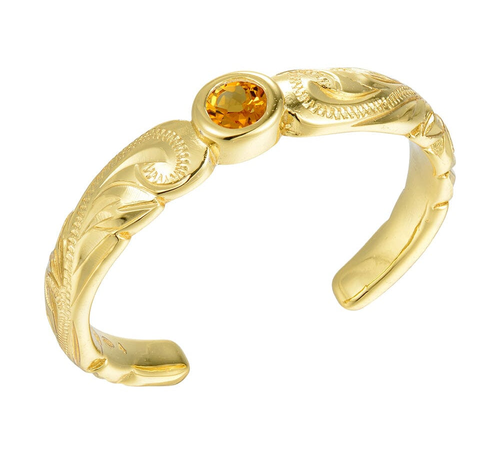 Wave Engraved Toe Ring Toe Ring Island by Koa Nani Gold Vermeil Citrine 
