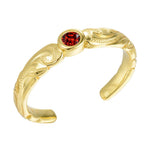 Wave Engraved Toe Ring Toe Ring Island by Koa Nani Gold Vermeil Garnet 