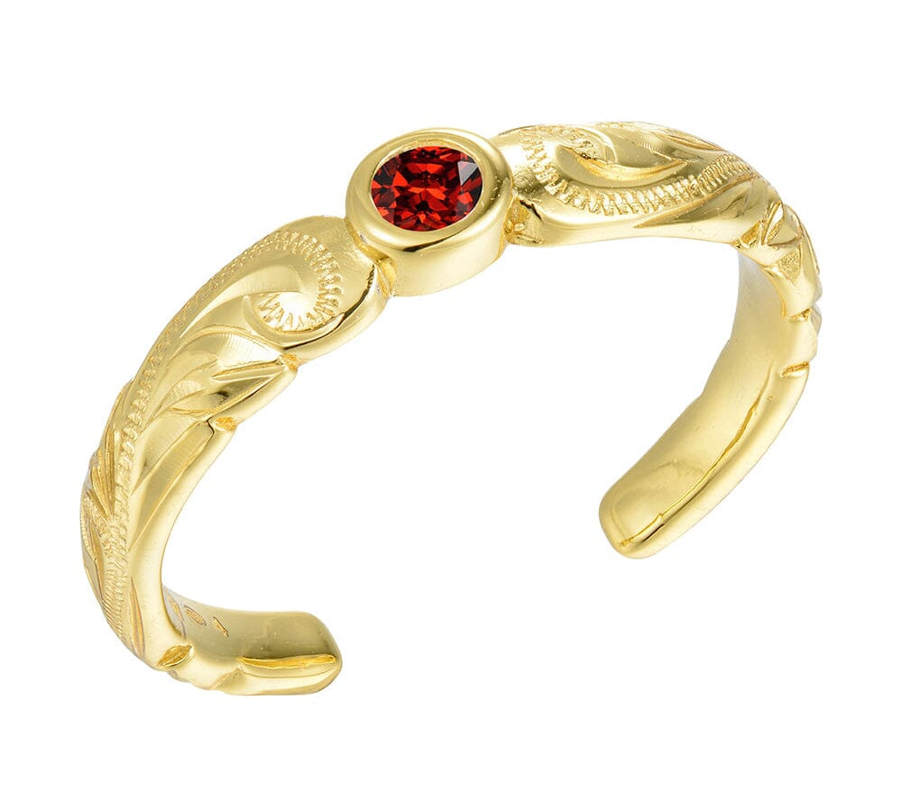 Wave Engraved Toe Ring Toe Ring Island by Koa Nani Gold Vermeil Garnet 