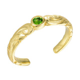 Wave Engraved Toe Ring Toe Ring Island by Koa Nani Gold Vermeil Peridot 