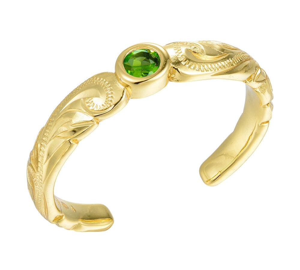 Wave Engraved Toe Ring Toe Ring Island by Koa Nani Gold Vermeil Peridot 