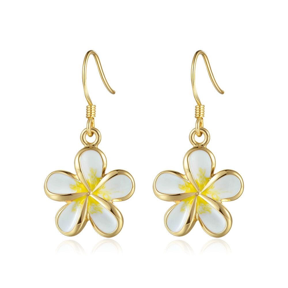 White Pua Melia Hook Earrings Earrings Island by Koa Nani 18mm 