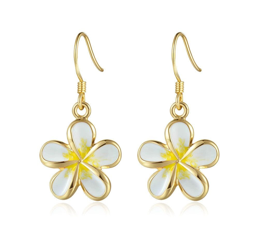 White Pua Melia Hook Earrings Earrings Island by Koa Nani 18mm 