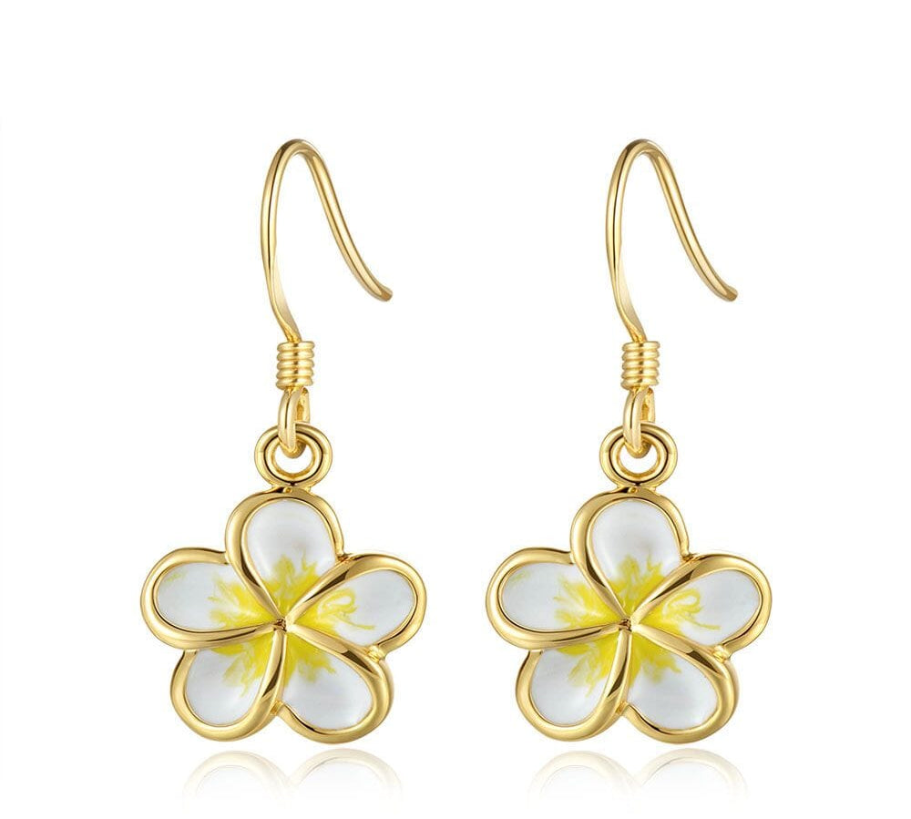 White Pua Melia Hook Earrings Earrings Island by Koa Nani 10mm 