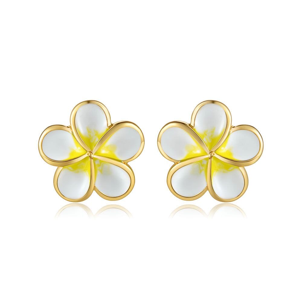 White Pua Melia Stud Earrings Earrings Island by Koa Nani 10mm 