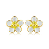 White Pua Melia Stud Earrings Earrings Island by Koa Nani 10mm 