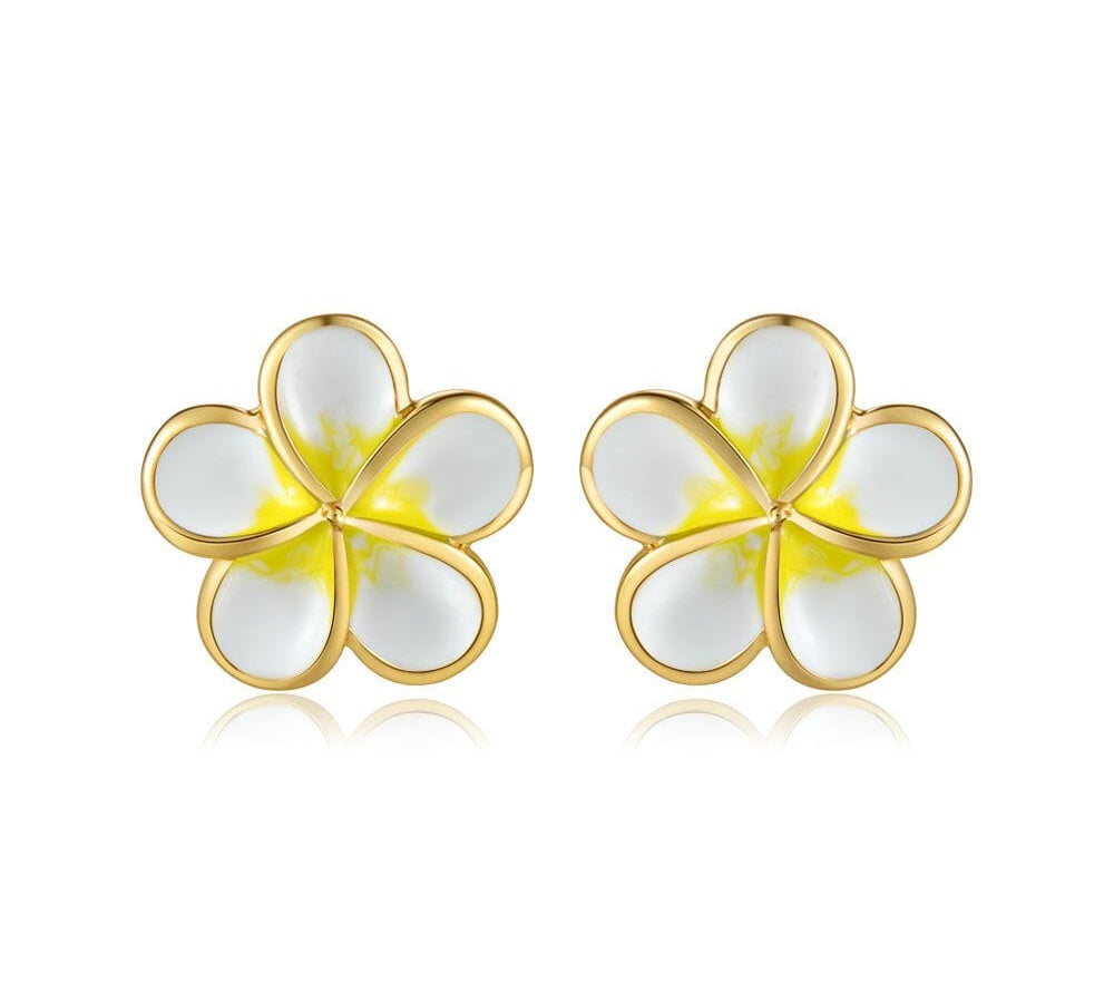 White Pua Melia Stud Earrings Earrings Island by Koa Nani 10mm 