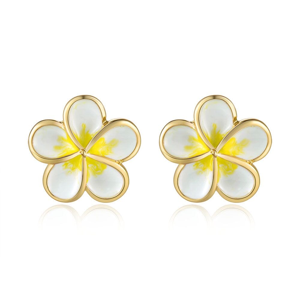White Pua Melia Stud Earrings Earrings Island by Koa Nani 14mm 