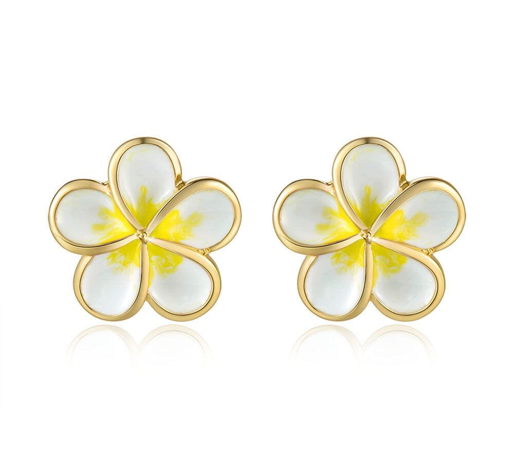 White Pua Melia Stud Earrings Earrings Island by Koa Nani 14mm 