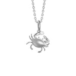 The picture shows a 14K white gold blue crab pendant.