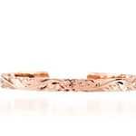 14K rose gold Cut-Out Bangle with Plumeria Engraving