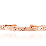 14K rose gold Cut-Out Bangle with Plumeria Engraving