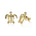 The picture shows a pair of 14K yellow gold sea turtle stud earrings with a hibiscus flower cut-out design and diamonds.