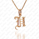 The picture shows a 14K yellow gold Koa Nani H initial pendant.
