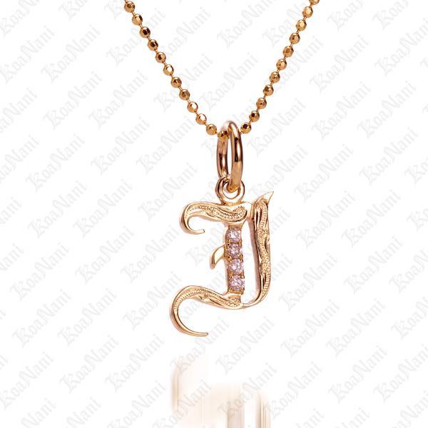 The picture shows a 14K yellow gold Koa Nani I initial pendant.
