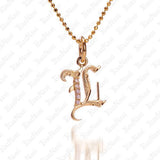 The picture shows a 14K yellow gold Koa Nani L initial pendant.