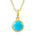 The picture shows a 14K yellow gold larimar circle pendant.