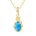 In this photo there is a yellow gold pineapple pendant with one blue larimar gemstone.