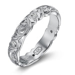 The picture shows a 4mm 14K white gold ring.