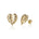 In this photo there is a pair of 14k yellow gold monstera stud earrings.