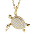 The picture shows a 14K yellow gold sea turtle pendant with diamonds.