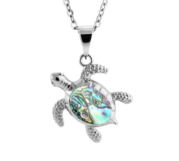 Sterling Silver Sea Turtle pendant, featuring and Abalone Shell. 