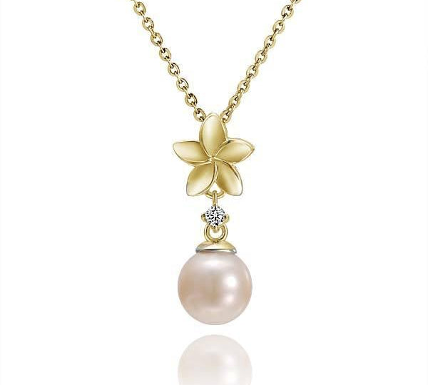 Akoya Pearl Plumeria Pendant Pendant Island by Koa Nani 