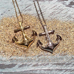 14k white gold anchor pendant featuring a hand-engraved sea turtle design