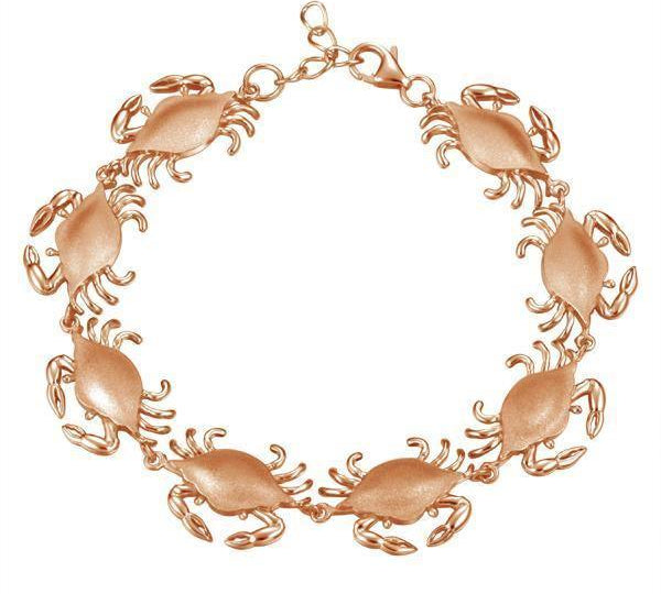 The picture shows a 925 sterling silver rose gold-plated blue crab bracelet.