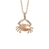 The picture shows a 14K rose gold blue crab pendant.