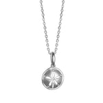 The picture shows a small size 14K white gold sand dollar pendant with diamonds.