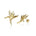 The picture shows a pair of 14K yellow gold bird of paradise stud earrings with diamonds