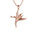 In this photo there is a small rose gold bird of paradise pendant with diamonds.
