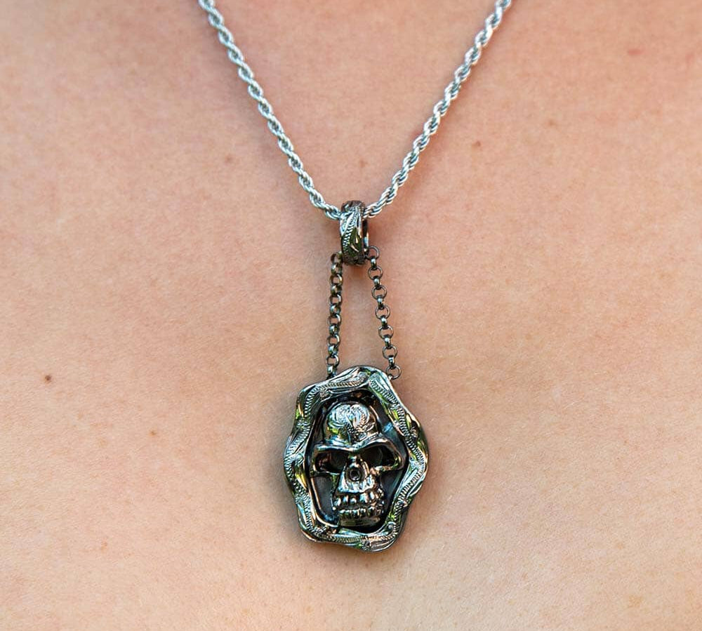 Black Chained Skull Pendant Pendant Island by Koa Nani 