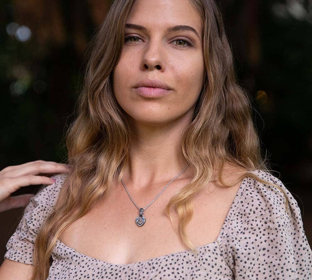 Black Fleur-de-Lis Heart Pendant Pendant Island by Koa Nani 