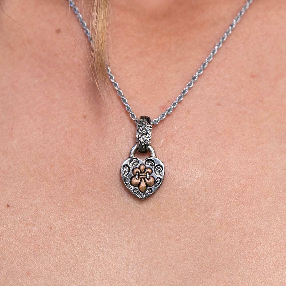 Black Fleur-de-Lis Heart Pendant Pendant Island by Koa Nani 